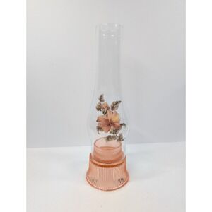 LE Smith‎ Renaissance 12" Chimney Lamp Candle Holder Frosted Glass Vtg